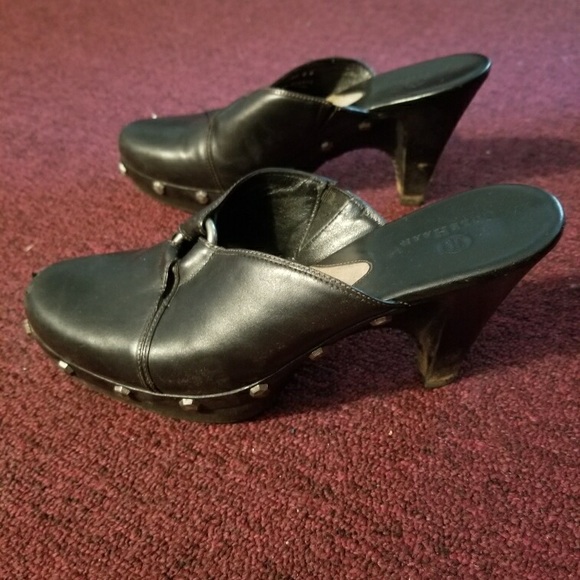 Cole Haan Black Studded Leather Clogs - Picture 1 of 7